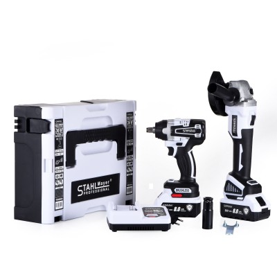 ПРОМО ПАКЕТ Акумулаторен комбиниран гайковерт и ъглошлайф STAHLMAYER Pro 36V 8Ah ПРОМО ПАКЕТ Акумулаторен комбиниран гайковерт и ъглошлайф STAHLMAYER Pro 36V 8Ah