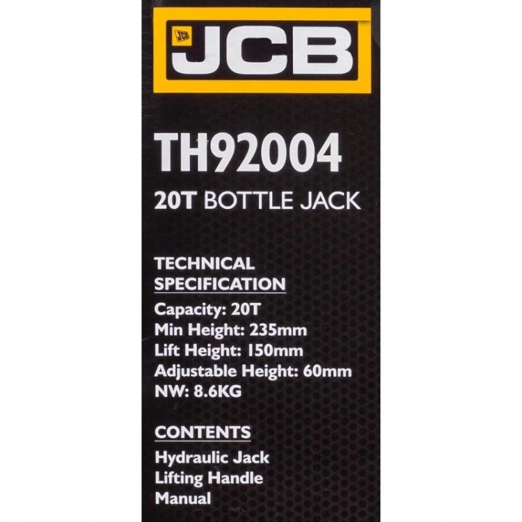 Хидравличен крик JCB ТН92004 тип бутилка 20 тона Хидравличен крик JCB ТН92004 тип бутилка 20 тона