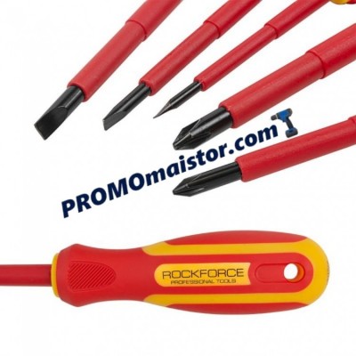 Комплект изолирани електричарски отвертки ROCKFORCE 5 части Комплект изолирани електричарски отвертки ROCKFORCE 5 части