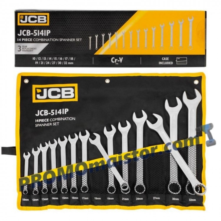 Комплект звездогаечни ключове JCB 14 части 10 - 32 мм Комплект звездогаечни ключове JCB 14 части 10 - 32 мм