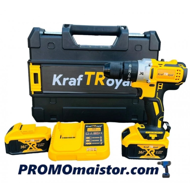 Акумулаторен ударен винтоверт KRAFTROYAL 36V 8Ah 
