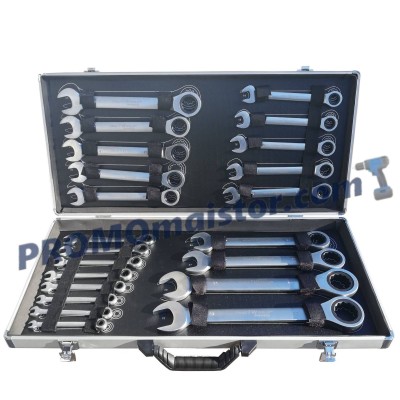 Комплект звездогаечни прави тресчотни ключове 6-32 мм 22 части Комплект звездогаечни прави тресчотни ключове 6-32 мм 22 части