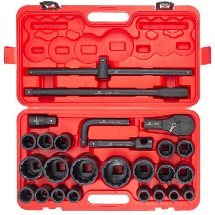 Ударно гедоре 12-стенно 26 части EVERFORCE (3/4"-1", 17-65 mm) Ударно гедоре 12-стенно 26 части EVERFORCE (3/4"-1", 17-65 mm)
