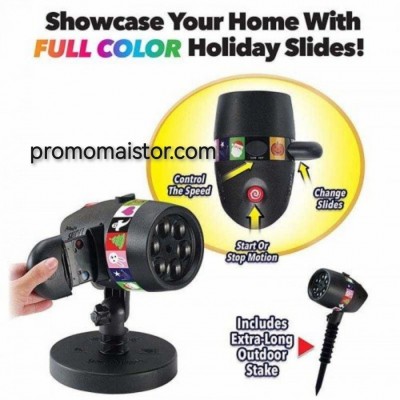 Лазерен прожектор Star Shower Slideshow с 12 форми за декорация Лазерен прожектор Star Shower Slideshow с 12 форми за декорация