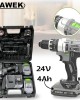 Акумулаторен ударен винтоверт с части HAWEK , 24V 4.0A Акумулаторен ударен винтоверт с части HAWEK , 24V 4.0A