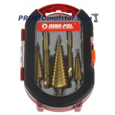 Комплект стъпаловидни бургии за метал 6 части MARPOL