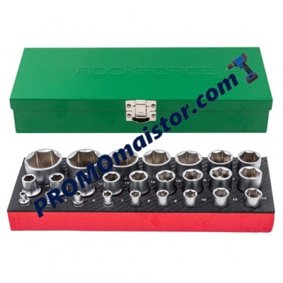 Комплект вложки 1/2" и 1/4" (4-32 мм.) 25 части ROCKFORCE Комплект вложки 1/2" и 1/4" (4-32 мм.) 25 части ROCKFORCE