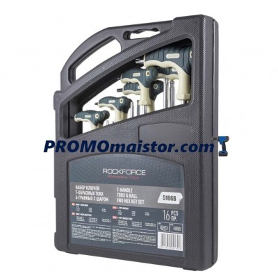 Комплект шестограми и торксове с ръкохватка ROCKFORCE 16 части Комплект шестограми и торксове с ръкохватка ROCKFORCE 16 части