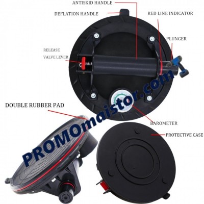 Акумулаторен вакуум за плочки с помпа и манометър STAHLMAYER Акумулаторен вакуум за плочки с помпа и манометър STAHLMAYER