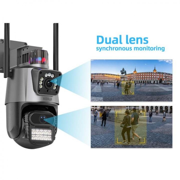 Водоустойчива Wi-Fi двойна камера за наблюдение, SMART ротация, FULL HD, 8MP