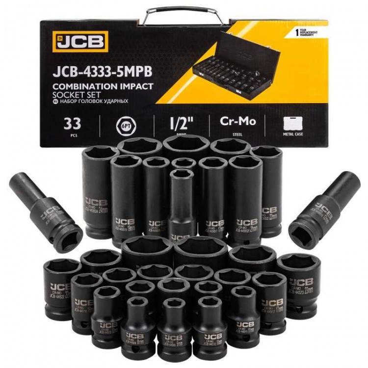 Комплект ударни вложки 1/2" 33 части JCB