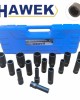 Комплект удължени ударни вложки 1/2" 12-стенни 15 части HAWEK