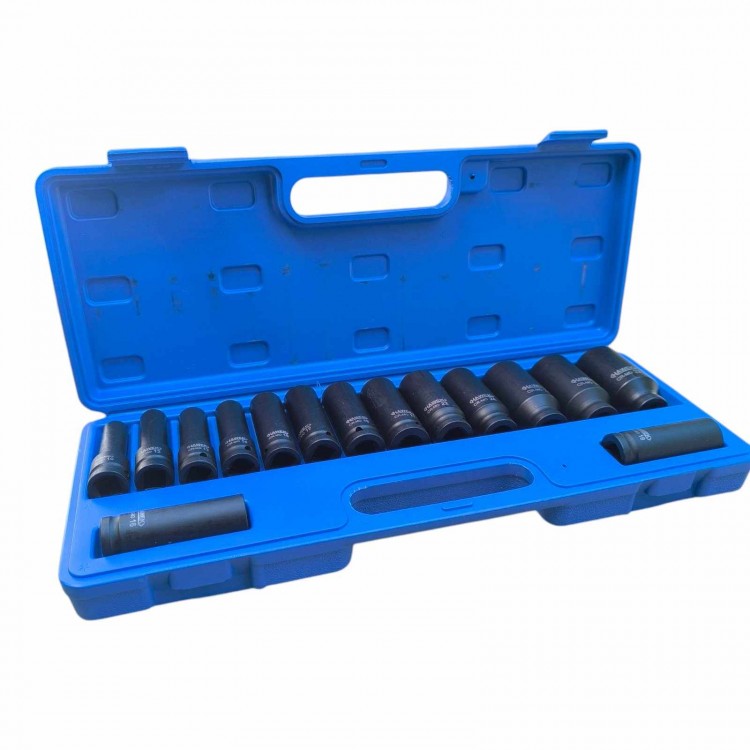 Комплект удължени ударни вложки 1/2" 12-стенни 15 части HAWEK