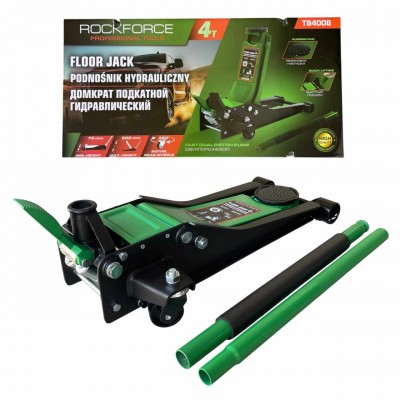 Нископрофилен крик тип крокодил с 2 помпи и педал 4 тона, 75-505 мм. ROCKFORCE