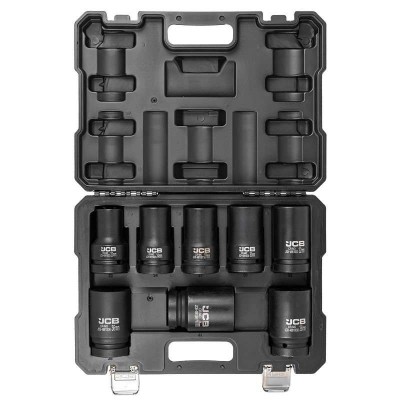 Комплект дълбоки ударни вложки 12-стенни 1" ( 22-41 мм. ) 8 части JCB Комплект дълбоки ударни вложки 12-стенни 1" ( 22-41 мм. ) 8 части JCB