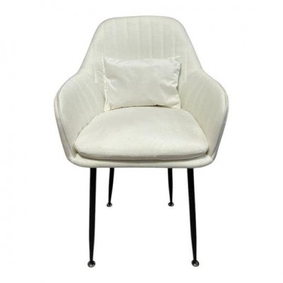 Трапезен стол Ивон + ПОДАРЪК възглавничка - цвят млечно бяло