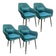 Комплект 4 броя трапезни столове Ивон + ПОДАРЪК възглавнички - цвят тюркоаз