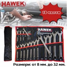Комплект звездогаечни ключове 18 части 8-32 мм. HAWEK