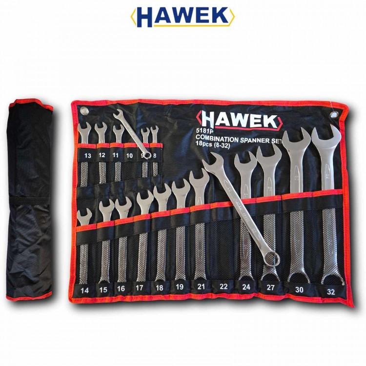 Комплект звездогаечни ключове 18 части 8-32 мм. HAWEK