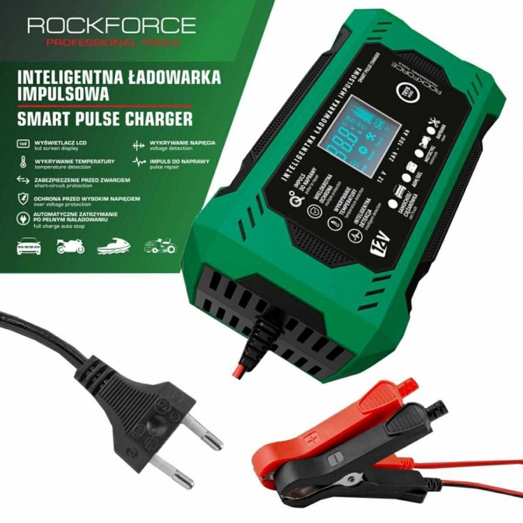 Зарядно устройство за акумулатор 6А 12V 2Ah-10Ah ROCKFORCE Зарядно устройство за акумулатор 6А 12V 2Ah-10Ah ROCKFORCE