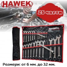 Комплект звездогаечни ключове 25 части 6-32 мм. HAWEK