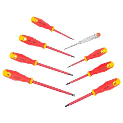 Комплект изолирани електричарски отвертки 8 части ROCKFORCE Комплект изолирани електричарски отвертки 8 части ROCKFORCE