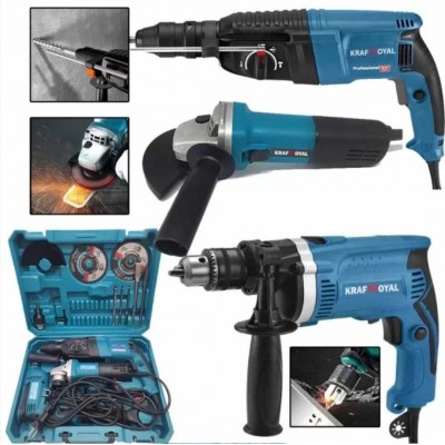 ПРОМО ПАКЕТ Перфоратор, Бормашина и Ъглошлайф KRAFTROYAL 