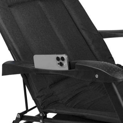 Сгъваем шезлонг - походно легло, цвят черен Сгъваем шезлонг - походно легло, цвят черен