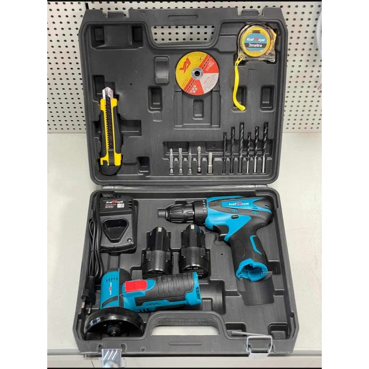 ПРОМО ПАКЕТ Акумулаторни мини ъглошлайф и винтоверт KRAFTROYAL ПРОМО ПАКЕТ Акумулаторни мини ъглошлайф и винтоверт KRAFTROYAL