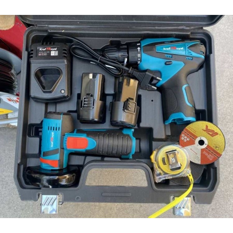 ПРОМО ПАКЕТ Акумулаторни мини ъглошлайф и винтоверт KRAFTROYAL ПРОМО ПАКЕТ Акумулаторни мини ъглошлайф и винтоверт KRAFTROYAL