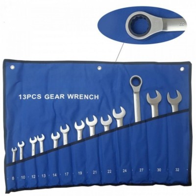 Звездогаечни тресчотни ключове 8 - 32 мм. 13 части прави Звездогаечни тресчотни ключове 8 - 32 мм. 13 части прави