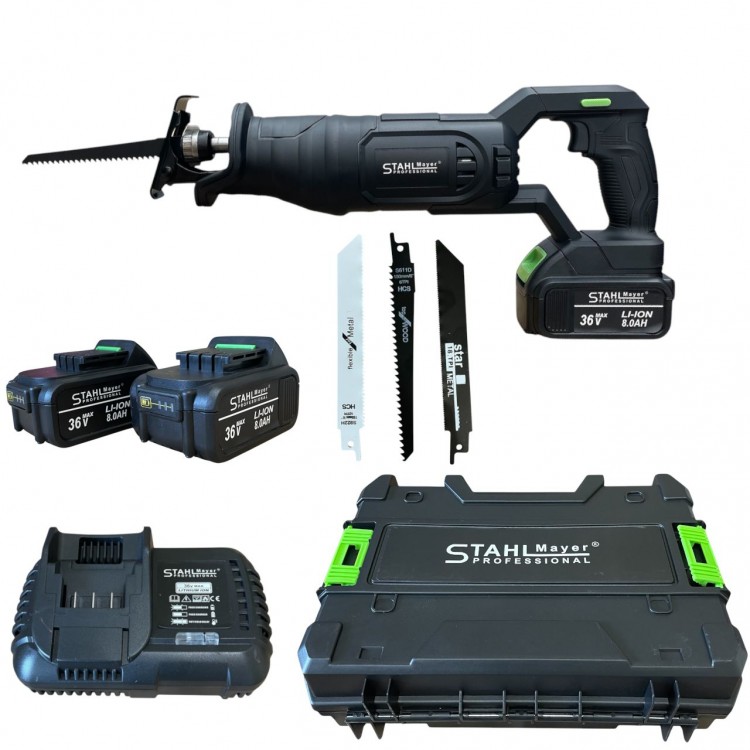 Акумулаторен саблен трион STAHLMAYER 36v с 2 батерии 8A Акумулаторен саблен трион STAHLMAYER 36v с 2 батерии 8A