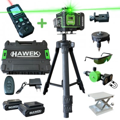 Професионален лазерен нивелир HAWEK 4D 16 линии + лазерна ролетка 50м