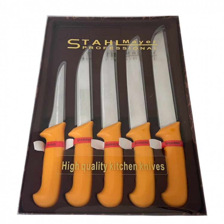 Комплект професионални месарски ножове, 5 броя STAHLMAYER Exclusive + подарък Комплект професионални месарски ножове, 5 броя STAHLMAYER Exclusive + подарък
