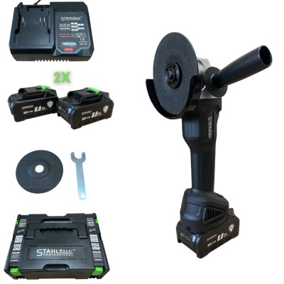 Акумулаторен ъглошлайф 36V 8.0AH STAHLMAYER-Black Акумулаторен ъглошлайф 36V 8.0AH STAHLMAYER-Black