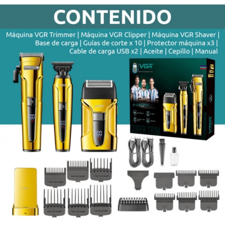 Комплект 3в1 машини за подстригване на брада и коса VGR V-694 Комплект 3в1 машини за подстригване на брада и коса VGR V-694