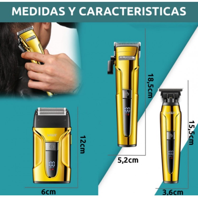 Комплект 3в1 машини за подстригване на брада и коса VGR V-694 Комплект 3в1 машини за подстригване на брада и коса VGR V-694