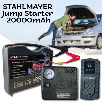 Автомобилен стартер с компресор STAHLMAYER Jump Starter 20000mAh 