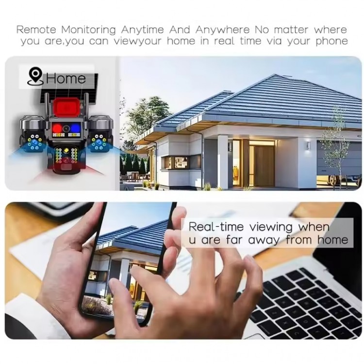 Соларна охранителна камера TAXSUNVISION – 16 MP, 3 обектива, аларма,  Wi-Fi , модел 28-80