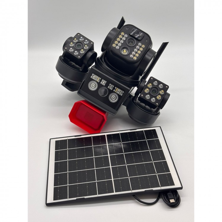 Соларна охранителна камера TAXSUNVISION – 16 MP, 3 обектива, аларма,  Wi-Fi , модел 28-80