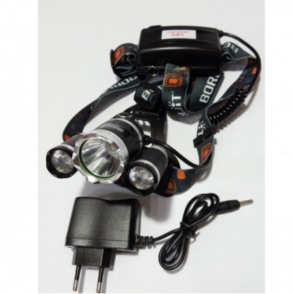 Мощен челник за глава с 3 LED диода Boruit Мощен челник за глава с 3 LED диода Boruit