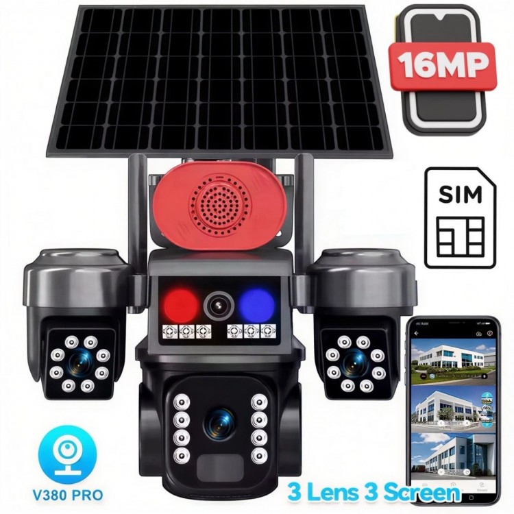 Соларна охранителна камера TAXSUNVISION – 16 MP, 3 обектива, аларма, SIM, модел 28-80 Соларна охранителна камера TAXSUNVISION – 16 MP, 3 обектива, аларма, SIM, модел 28-80