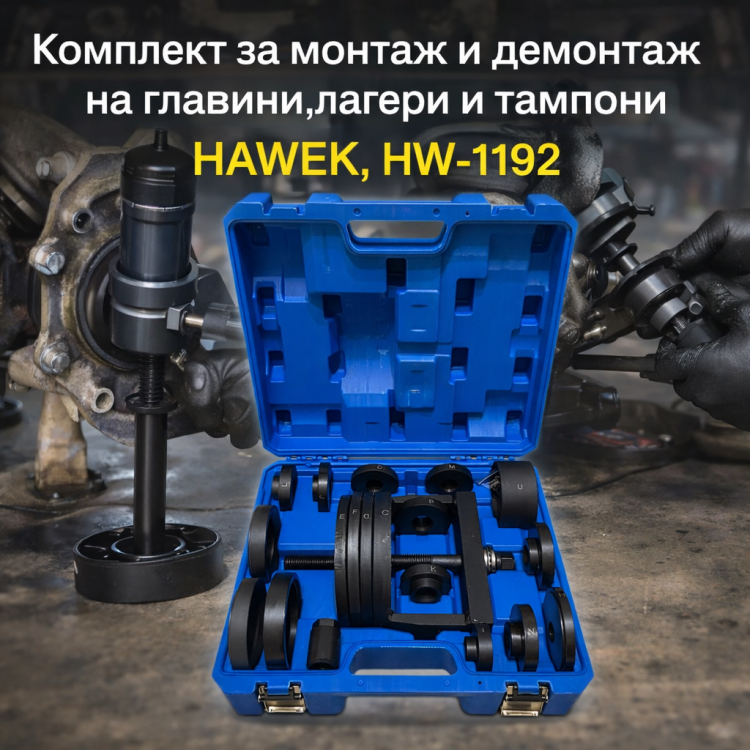 Комплект за монтаж и демонтаж на главини,лагери и тампони, HAWEK , HW-1192 Комплект за монтаж и демонтаж на главини,лагери и тампони, HAWEK , HW-1192