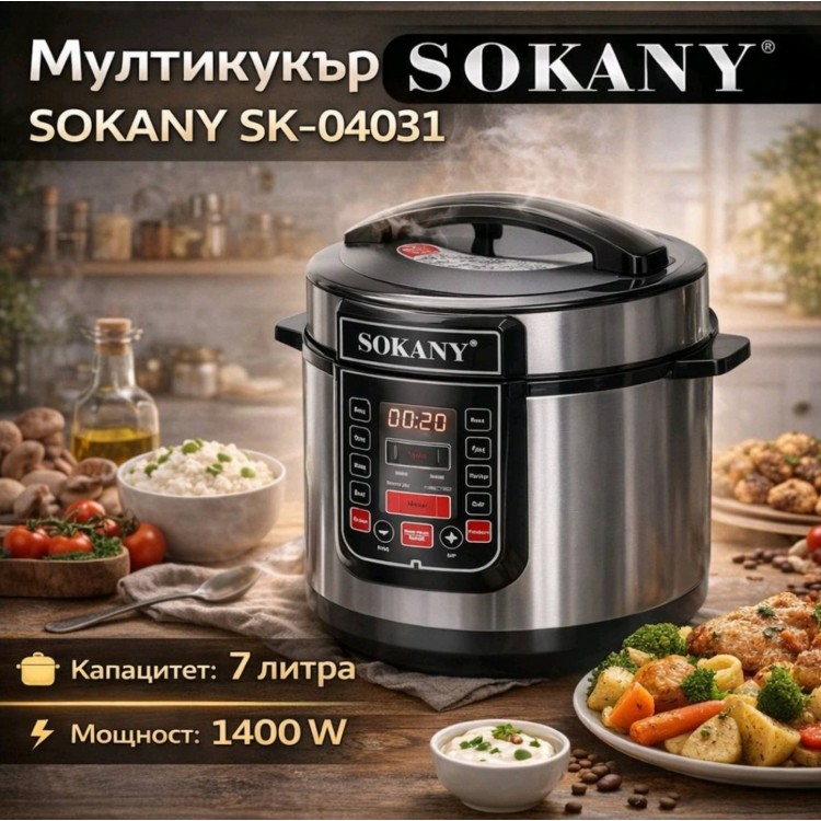 Мултикукър Sokany SK-07053 – 7 литра, 1000W Мултикукър Sokany SK-07053 – 7 литра, 1000W