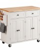 Количка за съхранение с подвижни колела, кухненски остров, 110 см