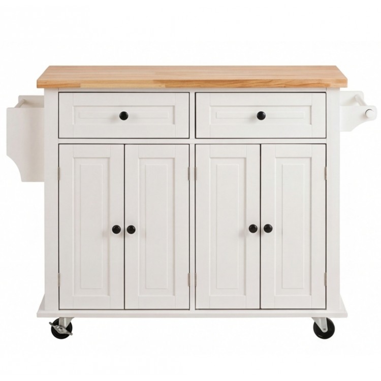 Количка за съхранение с подвижни колела, кухненски остров, 110 см