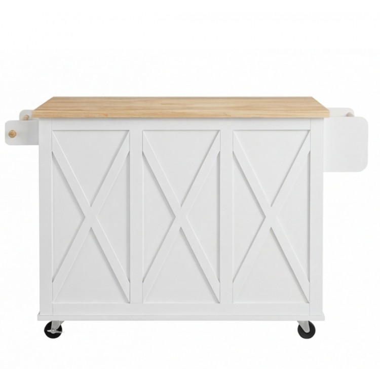 Кухненски остров, количка, шкаф за съхранение с подвижни колела, 143 см