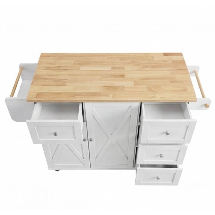 Кухненски остров, количка, шкаф за съхранение с подвижни колела, 143 см