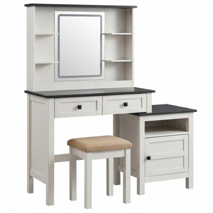 Тоалетка за гримиране с LED осветление и допълнителен шкаф