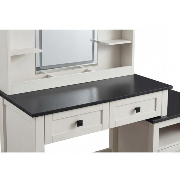 Тоалетка за гримиране с LED осветление и допълнителен шкаф Тоалетка за гримиране с LED осветление и допълнителен шкаф